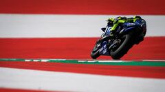 Movistar Yamaha MotoGP&#039;s Italian rider Valentino Rossi competes during the warm up session of the Austrian MotoGP Grand Prix at the Red Bull Ring in Spielberg, Austria on August 12, 2018. (Photo by Jure Makovec / AFP)