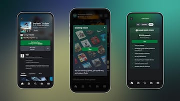 Xbox App interface showcasing new game purchasing and redeeming options on mobile.