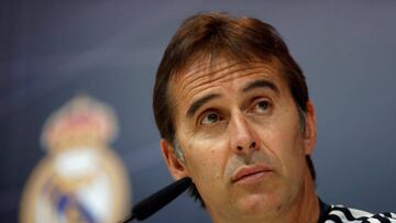GRAF142 MADRID,25/8/2018.- El entrenador del Real Madrid, Julen Lopetegui, durante la rueda de prensa posterior al entrenamiento realizado hoy en la Ciudad Deportiva de Valdebebas para preparar el partido de la segunda jornada de Liga que el conjunto blan