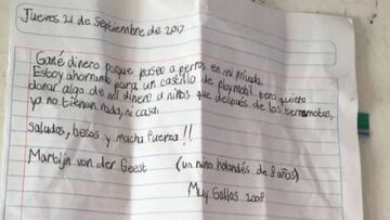 El pequeñín publicó en redes sociales que donará el dinero que juntó paseando perros para los niños que padecen después del terremoto.