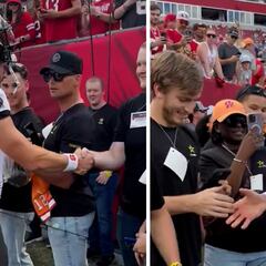 Baker Mayfield moves fans by personally thanking every service member on sideline before game