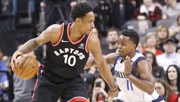 DeMar DeRozan ante Yogi Ferrell.