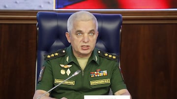 FILE PHOTO: Mikhail Mizintsev, Russia's Colonel General and head of the National Centre for State Defence Control, speaks during a session, held by the Joint Coordination Centre of the Defence and Foreign Ministries of Russia and dedicated to a humanitarian mission involving refugees from Syria, in Moscow, Russia July 25, 2018. REUTERS/Sergei Karpukhin