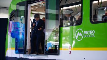 Bogota's mayor Claudia Lopez walks out of the metro car during the unveiling event of Bogota's Metro car as Bogota's metro system starts works to be available to the public in 2026. Photo by: Chepa Beltran/Long Visual Press (Photo by: Chepa Beltran/Long Visual Press/Universal Images Group via Getty Images)