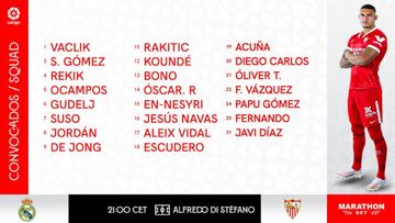 Convocatoria del Sevilla.