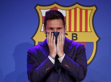 Messi, tras la rueda de prensa. 