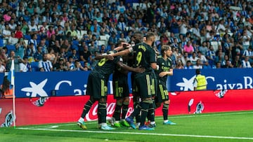 Real Madrid, celebrating a goal in Cornellá.