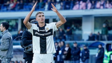 Mateo Pellegrino, en un partido con el Parma.