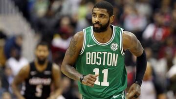 WASHINGTON, DC - DECEMBER 12: Kyrie Irving #11 of the Boston Celtics runs up the floor against the Washington Wizards in the first half at Capital One Arena on December 12, 2018 in Washington, DC. NOTE TO USER: User expressly acknowledges and agrees that, by downloading and or using this photograph, User is consenting to the terms and conditions of the Getty Images License Agreement.   Rob Carr/Getty Images/AFP
 == FOR NEWSPAPERS, INTERNET, TELCOS &amp; TELEVISION USE ONLY ==