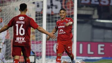 Futbol, Ñublense vs Cobresal.
Fecha 19, campeonato Nacional 2022.
El jugador de Ñublense Nicolas Guerra
Celebra su gol contra Cobresal durante el partido de primera division realizado en el estadio Bicentenario Nelson Oyarzún.
Chillan, Chile.22/07/2022
Jose Carvajal/Photosport
Football, Nublense vs Cobresal
19 th round, 2022 National Championship.
Ñublense’s player Nicolas Guerra, celebrates his goal against Cobresal during the first division match at Bicentenario Nelson Oyarzún stadium.
Chillan, Chile.
22/07/2022
Jose Carvajal/Photosport