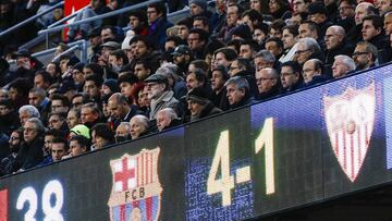 La grada del Camp Nou durante el partido de Copa del Rey entre el Barcelona y el Sevilla.