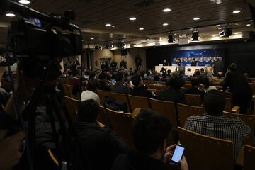 Comparecencia ante la prensa de Marquinhos y Emery.