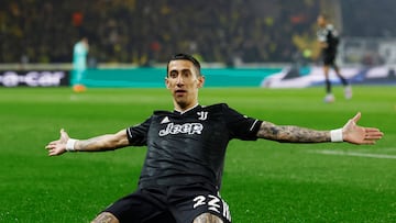 Soccer Football - Europa League - Play-Off Second Leg - Nantes v Juventus - The Stade de la Beaujoire - Louis Fonteneau, Nantes, France - February 23, 2023 Juventus' Angel Di Maria celebrates scoring their first goal REUTERS/Stephane Mahe TPX IMAGES OF THE DAY