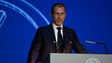 LISBON, PORTUGAL - APRIL 5: UEFA President Aleksander Ceferin during the meeting of the 47th UEFA Ordinary Congress at the Congress Center on April 5, 2023, in Lisbon, Portugal. (Photo by Kristian Skeie - UEFA/UEFA via Getty Images)