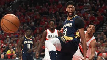 Anthony Davis, durante un partido de los playoffs ante los Portland Trail Blazers.