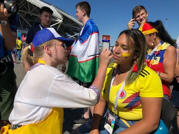 Miles de colombianos están en el Samara Arena para alentar a la Selección y empujarla a la victoria ante Senegal para asegurar su cupo en octavos de final.