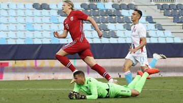 Haaland marcó así ante Luxemburgo el pasado miércoles en La Rosaleda.