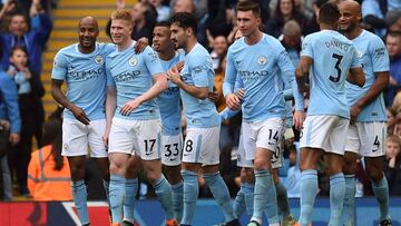 Delph, De Bruyne, Gabriel Jesús, Gündogan, Danilo y Kompany estarán en Rusia y celebran un tanto del Manchester City.