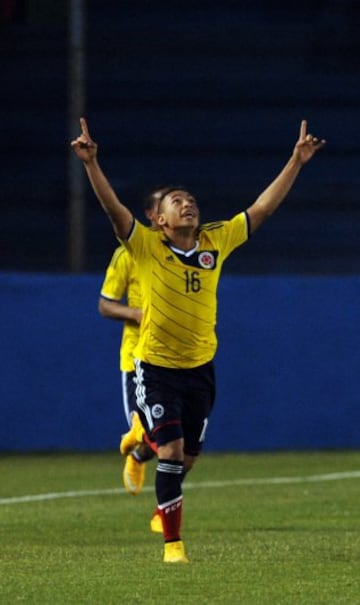 Jarlan Barrera celebra el gol ante Argentina.