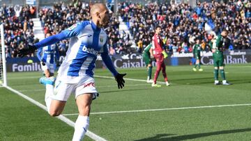 Braithwaite, festejando un gol con el Leganés.