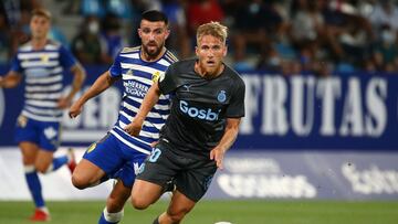 Samu Saiz del Girona durante el partido de la Liga Smartbank Segunda División Jornada 3 entre la SD Ponferradina y el Girona disputado en el Estadio de El Toralin en Ponferrada.