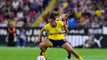 during the 11th round match between Guadalajara and America as part of the Torneo Clausura 2025, Liga MX Femenil at Jalisco Stadium on March 07, 2025 in Guadalajara, Jalisco, Mexico.