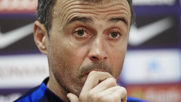 GRA092 SANT JOAN DESPÍ (BARCELONA). 21/01/17.El entrenador del FC Barcelona, Luís Enrique, durante la rueda de prensa que ofreció tras el entrenamiento que el equipo realizó hoy en la ciudad deportiva Joan Gamper.EFE/Alejandro García