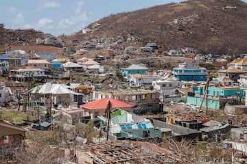 Casas destruidas por el huracán Beryl en Clifton, Union Island, San Vicente y las Granadinas.
