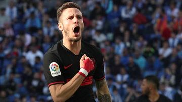 Saúl celebra el gol del Atlético.