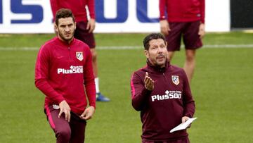 Simeone y Koke, durante un entrenamiento.