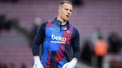 Marc Andr&eacute; Ter Stegen, en el calentamiento del partido ante el Betis.