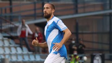 Borja D&iacute;az, en un partido del CF Talavera en Primera RFEF.