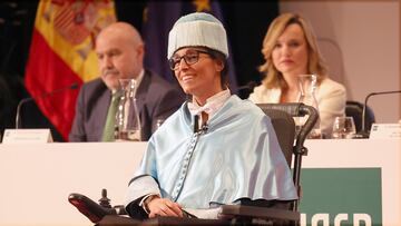 Teresa Perales, durante su discurso como Doctora Honoris Causa por la UNED.