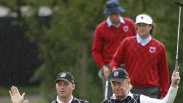 <b>BRILLANTES. </b>La pareja Hanson y Jiménez ganó su 'fourball' . El malagueño hizo un juego genial.