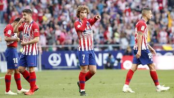 Griezmann celebra su gol de falta en el Atl&eacute;tico-Celta, con el que iguala a Fernando Torres.