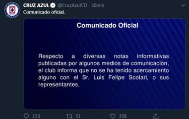 Cruz Azul aclara que no llegará Luis Felipe Scolari al banquillo