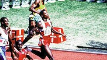 <b>TRAMPOSOS.</B> Johnson gana a Lewis en los 100 metros de Seúl.