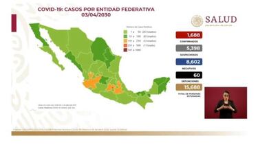 Mapa y casos de coronavirus en México por estados hoy 4 de abril