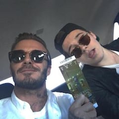 Beckham lleva a su hijo Brooklyn a ver la Super Bowl 50