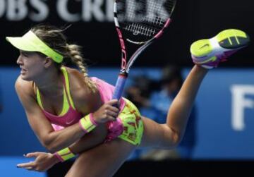 Eugenie Bouchard perdió a manos de Maria Sharapova en cuartos de final del Abierto de Australia el martes.