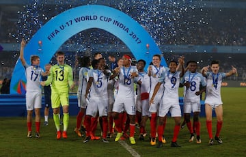 Inglaterra celebra el Mundial Sub-17 conseguido en 2017.