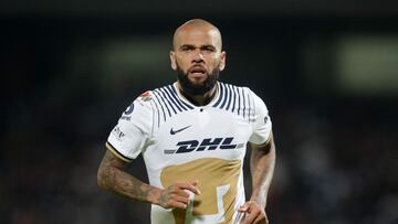 Soccer Football - Liga MX - Pumas UNAM v Mazatlan - Estadio Olimpico, Mexico City, Mexico - July 27, 2022 Pumas UNAM's Dani Alves reacts REUTERS/Henry Romero