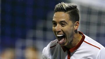 Nasri celebra un gol ante el Dinamo de Zagreb.