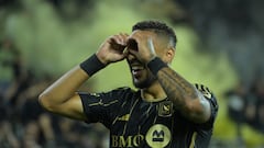 May 11, 2024; Los Angeles, California, USA;   LAFC forward Denis Bouanga (99) celebrates a goal by LAFC midfielder Mateusz Bogusz (19) (not pictured) against Vancouver Whitecaps FC during the second half at BMO Stadium. Mandatory Credit: Jayne Kamin-Oncea-USA TODAY Sports