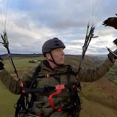 Nigel Hawkins, el parapentista que vuela con su halcón