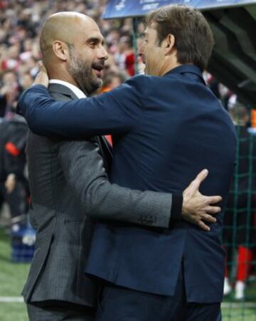Saludo entre Guardiola y Lopetegui.