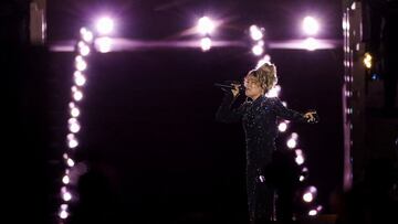 Karol G performs during "Grace for the World" concert, as part of the World Meeting on Human Fraternity promoting unity, at the Vatican, September 13, 2025. REUTERS/Ciro De Luca