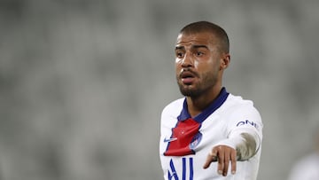Soccer Football - Ligue 1 - Bordeaux v Paris St Germain - Matmut Atlantique, Bordeaux, France - March 3, 2021 Paris St Germain's Rafinha reacts REUTERS/Stephane Mahe