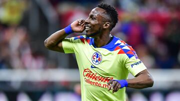 Julian Quinones celebrate this goal 0-1 of America during the round of 16 first leg match between Guadalajara and Club America as part of the CONCACAF Champions Cup 2024, at Akron Stadium on March 06, 2024 in Guadalajara, Jalisco, Mexico.