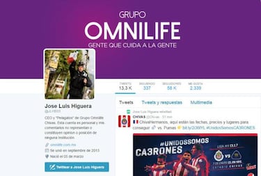 José Luis Higuera se nombra “pelagatos” de Grupo Omnilife
